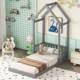 House-Shaped Roof Headboard Floor Bed, (Without Slats) - Furniture Home Direct