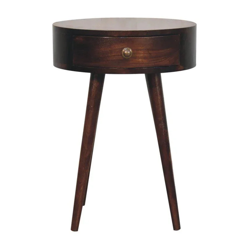 Nordic Circular Shaped Bedside Table - Walnut - Furniture Home Direct