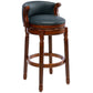 29.5'' Cow Top Leather Wooden Bar Stool, 360 Degree Swivel Bar Height Chair With Backs For Home Kitchen Counter - Furniture Home Direct