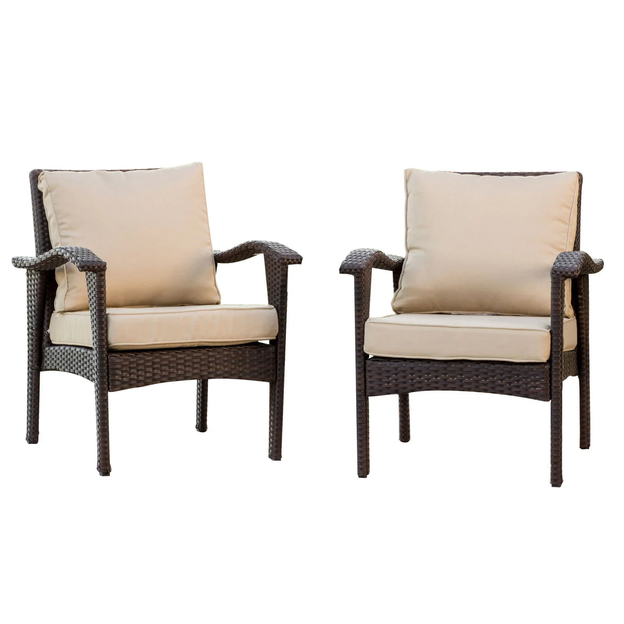 Honolulu - Club Chair (Set of 2) With Weather Resistant Wicker And Cushions - Brown / Tan