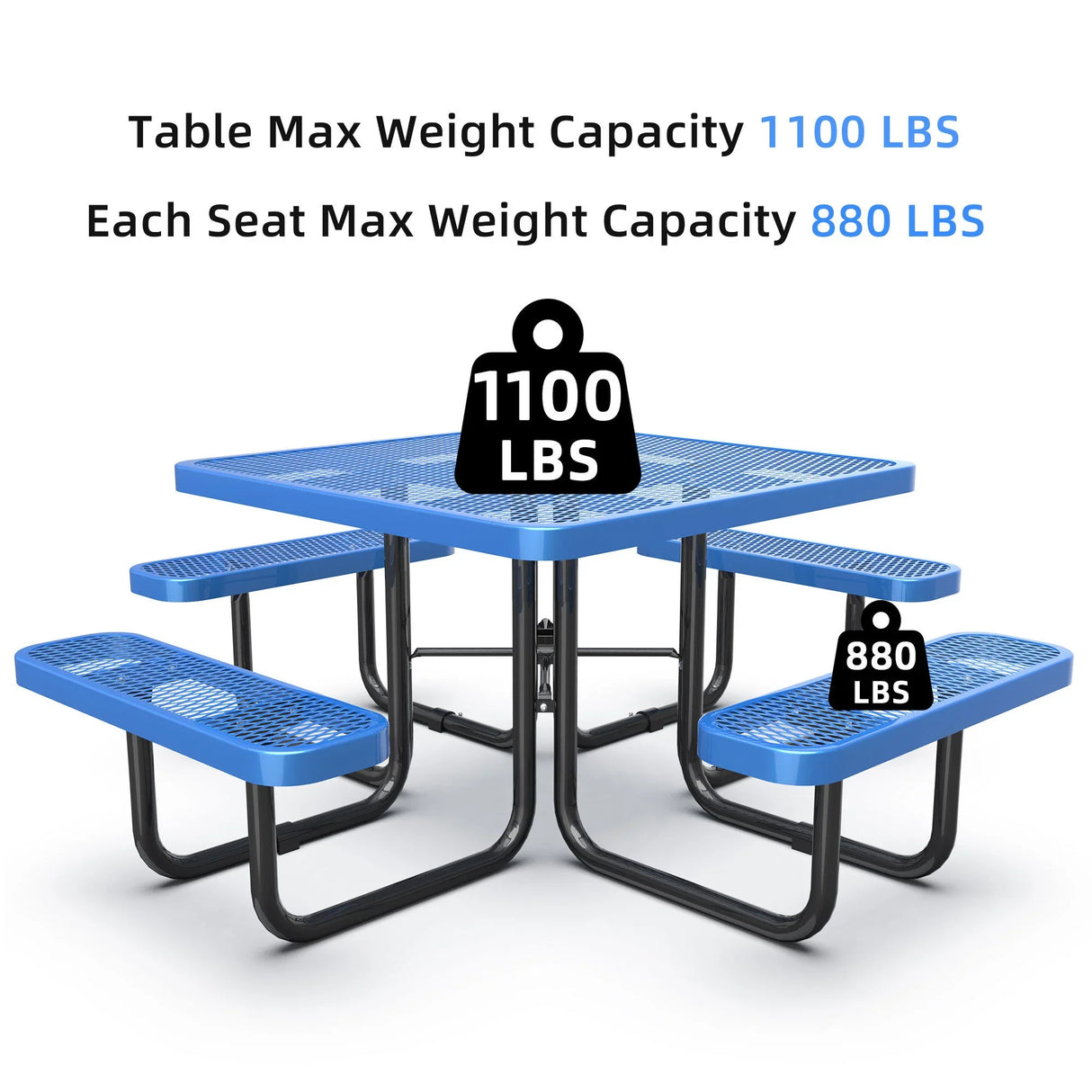 Square Outdoor Picnic Table With Umbrella Pole - Furniture Home Direct