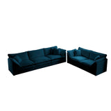 Chenille 2 Piece Living Room Set - Blue - Furniture Home Direct