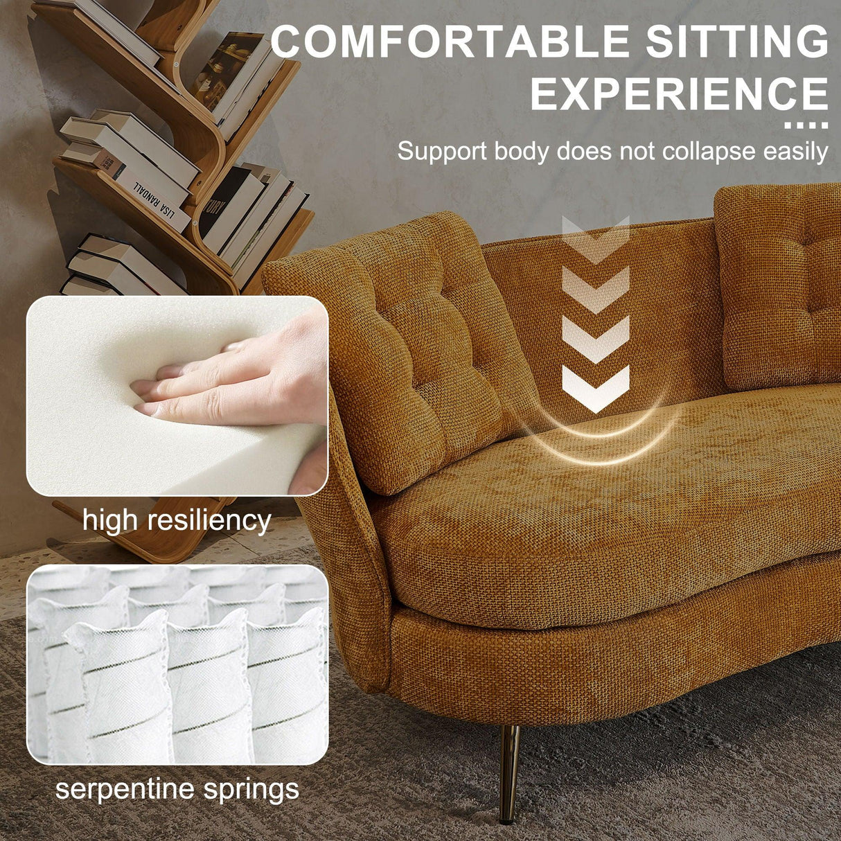Loveseat Sofa, Upholstered Couch With Metal Legs - Furniture Home Direct