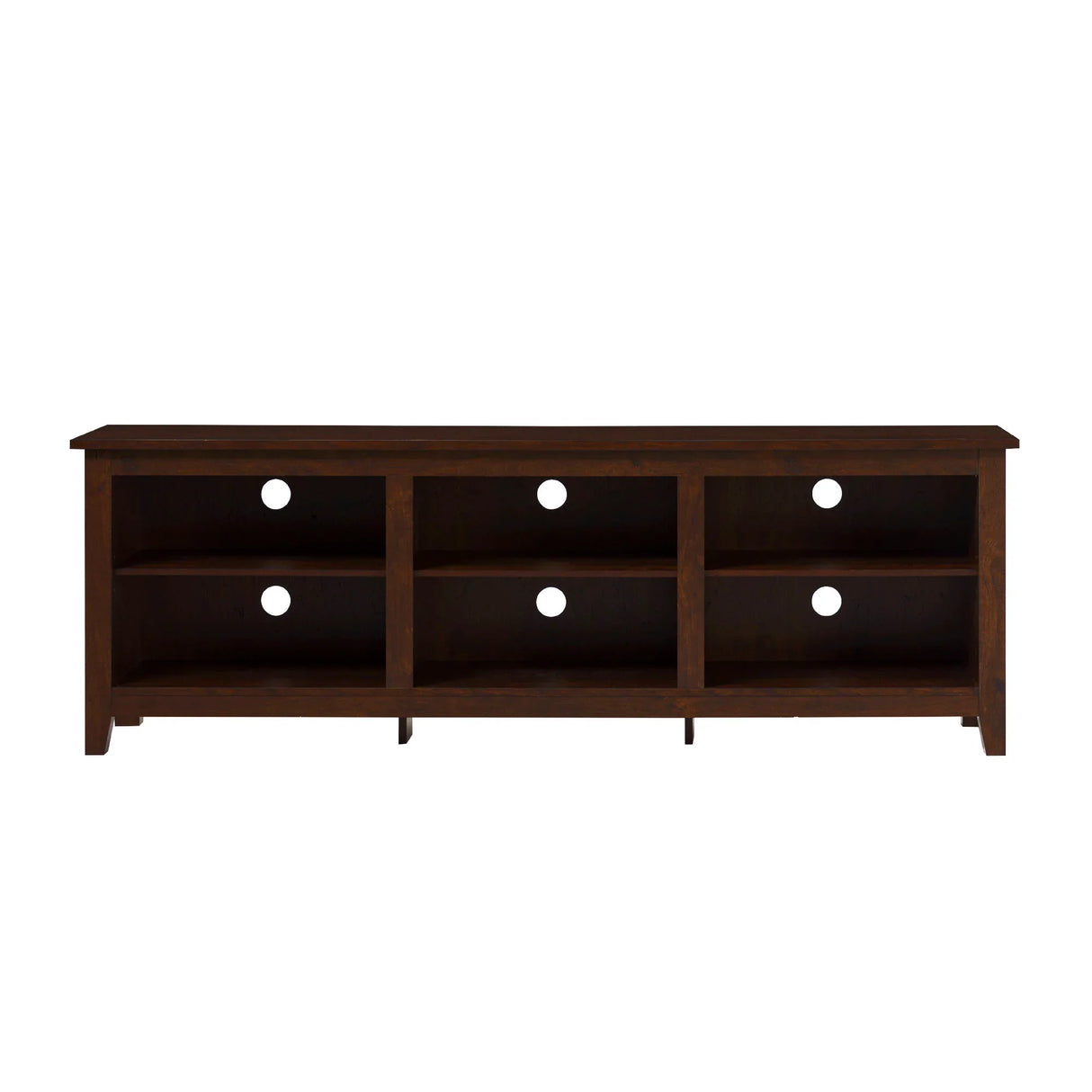 Modern Transitional 3 Shelf Open Storage 70" TV Stand For 80" TVs - Brown - Furniture Home Direct