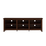 Modern Transitional 3 Shelf Open Storage 70" TV Stand For 80" TVs - Brown - Furniture Home Direct