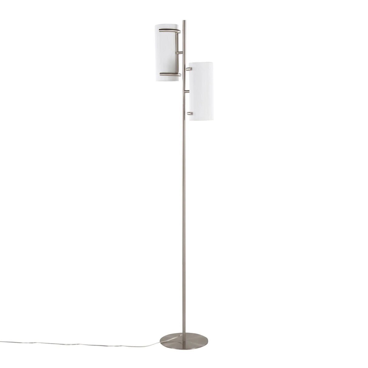 Rhonda - Contemporary / Glam Floor Lamp - Nickel / White - Furniture Home Direct