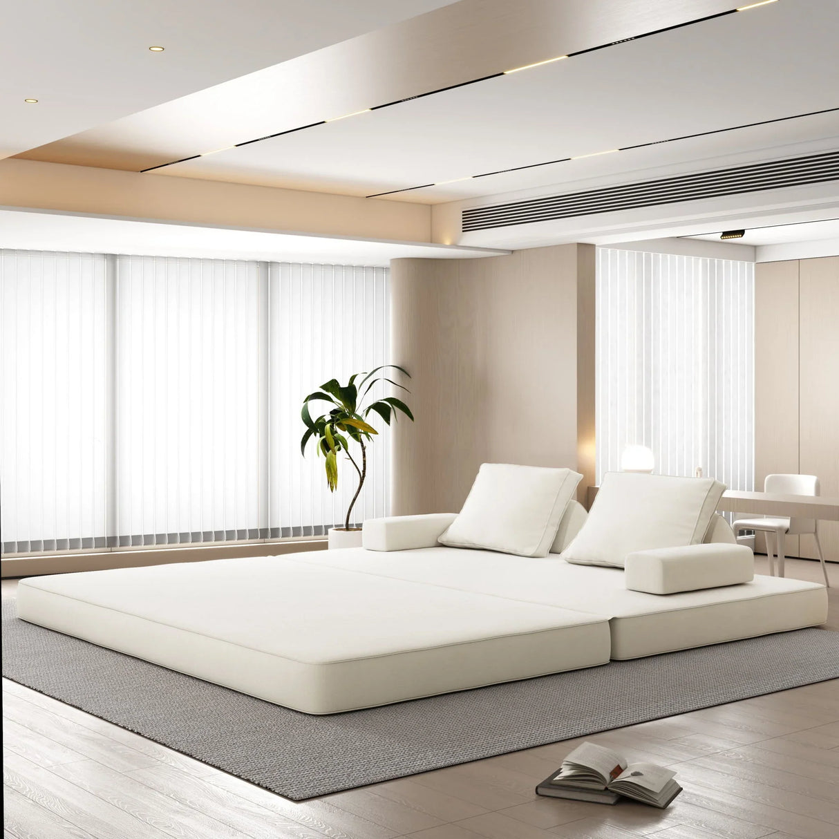 Multifunctional Convertible Sofa Bed With 2 Tumbler Backrests And 2 Pillows, Deep Seat Couch - Furniture Home Direct