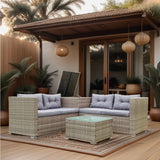 4 Piece Patio Sectional Wicker Rattan Outdoor Furniture Sofa Set With Storage Box - Furniture Home Direct