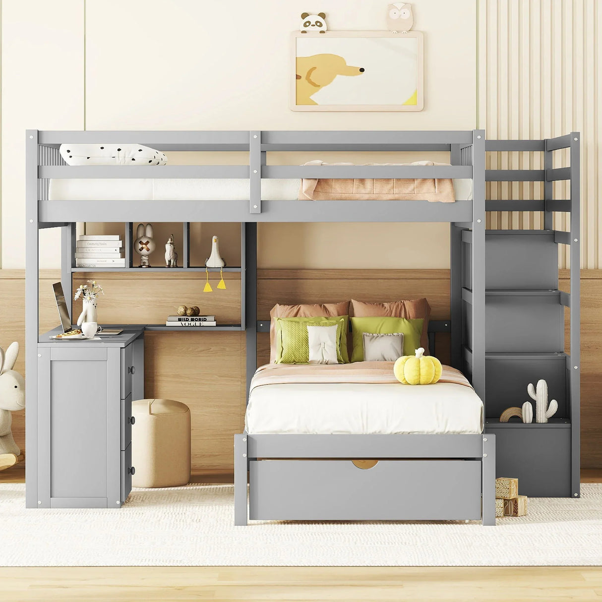 Bunk Bed With Desk, Drawers And Shelves - Furniture Home Direct