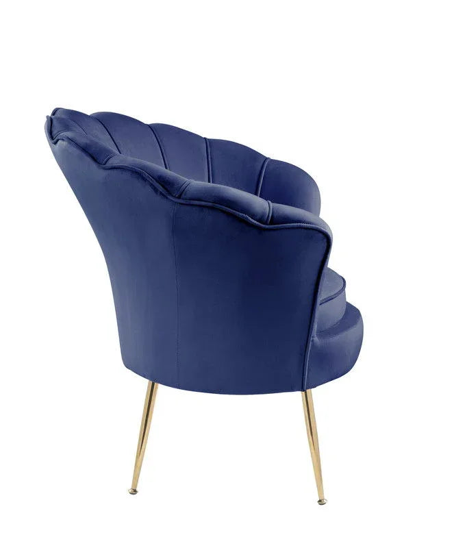 Angelina - Velvet Scalloped Back Barrel Accent Chair With Metal Legs - Furniture Home Direct