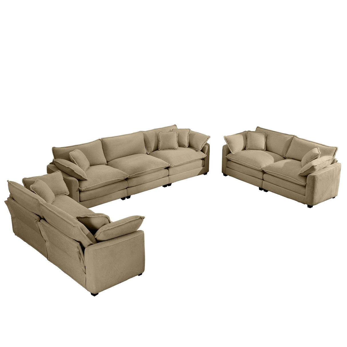 Modern Corduroy Sofa and Loveseat - Tan - Furniture Home Direct