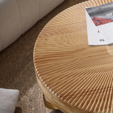 Coffee Table Round Carved Sunburst Top Natural Gold - Furniture Home Direct