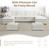 Sectional Sofa Chenille L Shaped Living Room Comfort Cream - Furniture Home Direct
