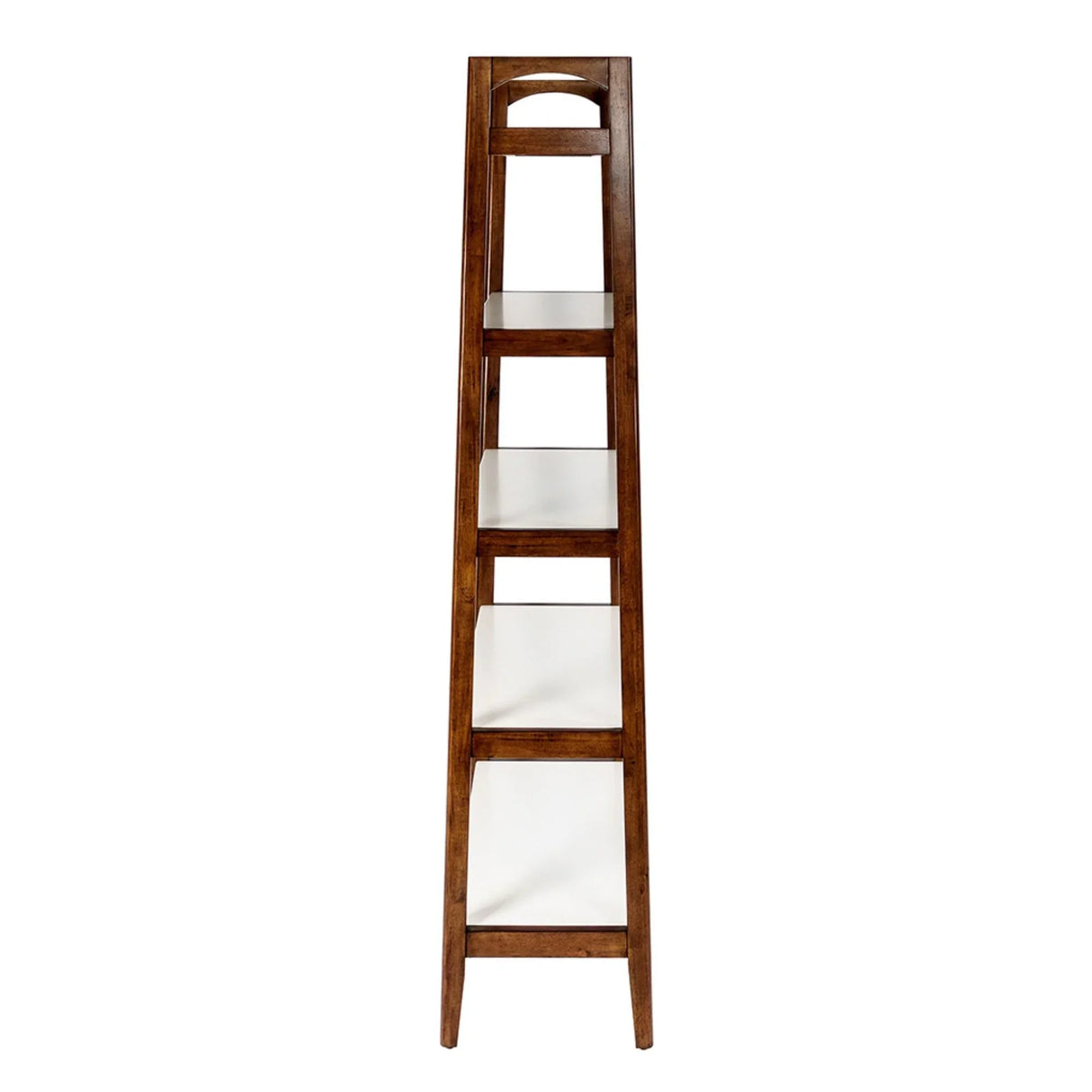 Mid - Century Design 5 Shelf Bookcase - Off White / Pecan - Furniture Home Direct