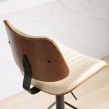 Counter Height Stool Adjustable PU Leather Swivel Beige - Furniture Home Direct