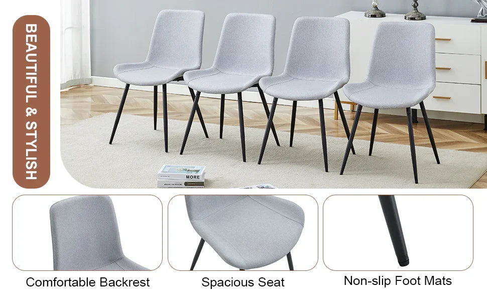 Dining Chair Set Modern Light Upholstered Fabric Chairs Gray - Furniture Home Direct