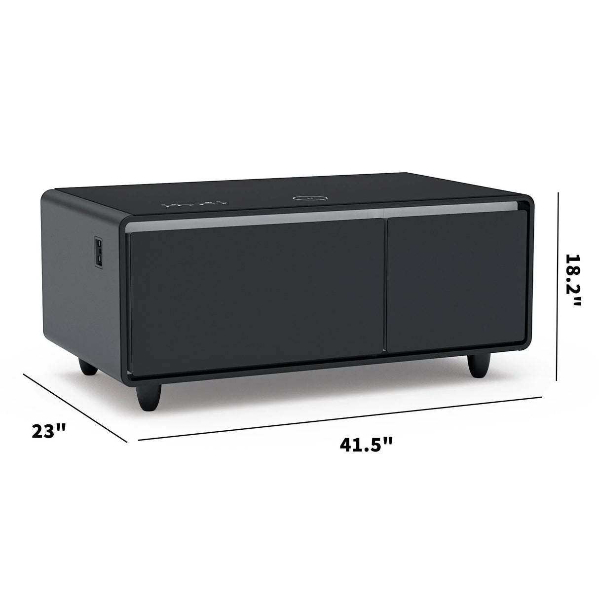Modern Smart Coffee Table With Built-In Fridge - Bluetooth Speaker, Wireless Charging, Touch Control Panel, USB Interface, Outlet Protection, Atmosphere Light - Furniture Home Direct