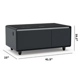 Modern Smart Coffee Table With Built-In Fridge - Bluetooth Speaker, Wireless Charging, Touch Control Panel, USB Interface, Outlet Protection, Atmosphere Light - Furniture Home Direct