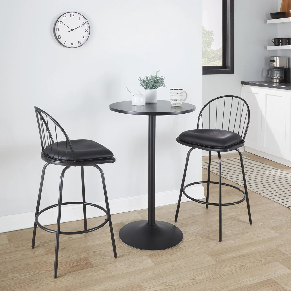 Riley - Claire Farmhouse Fixed Height Counter Stool With Swivel With Round Footrest (Set of 2) - Furniture Home Direct