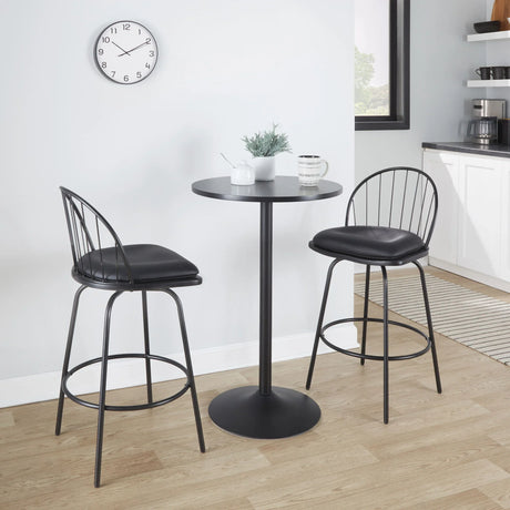 Riley - Claire Farmhouse Fixed Height Counter Stool With Swivel With Round Footrest (Set of 2) - Furniture Home Direct