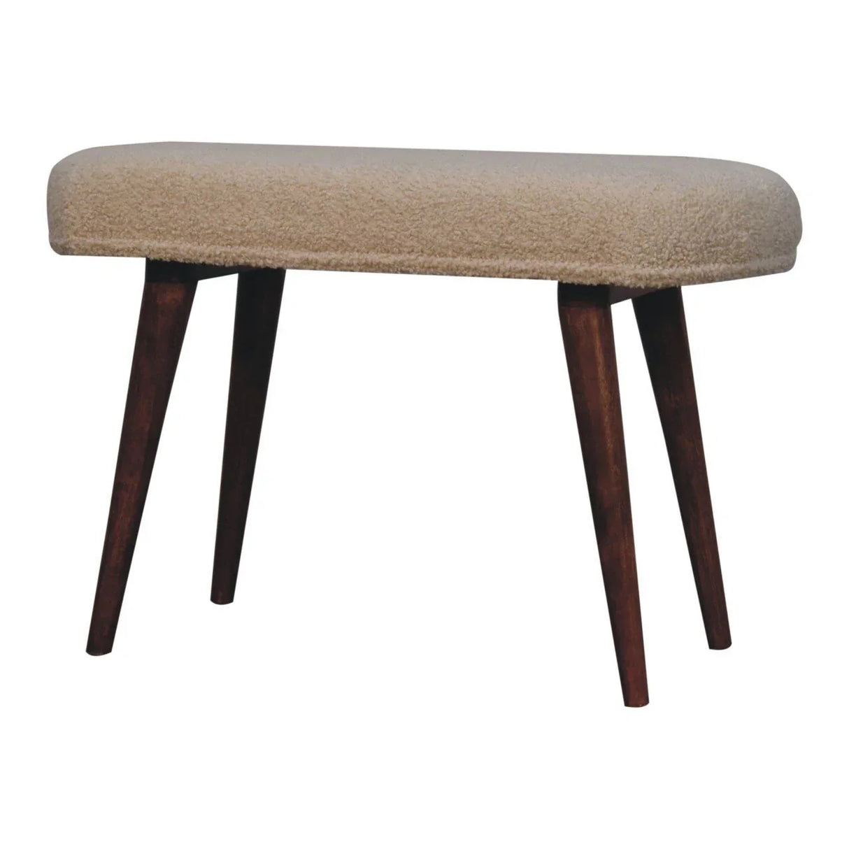 Boucle Nordic Bench - Honey Caramel - Furniture Home Direct