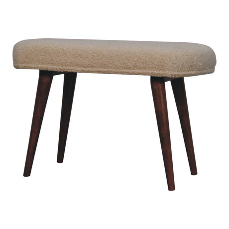 Boucle Nordic Bench - Honey Caramel - Furniture Home Direct
