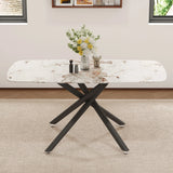Luxurious Marble Patterned Dining Table With Metal Fork Legs - Furniture Home Direct