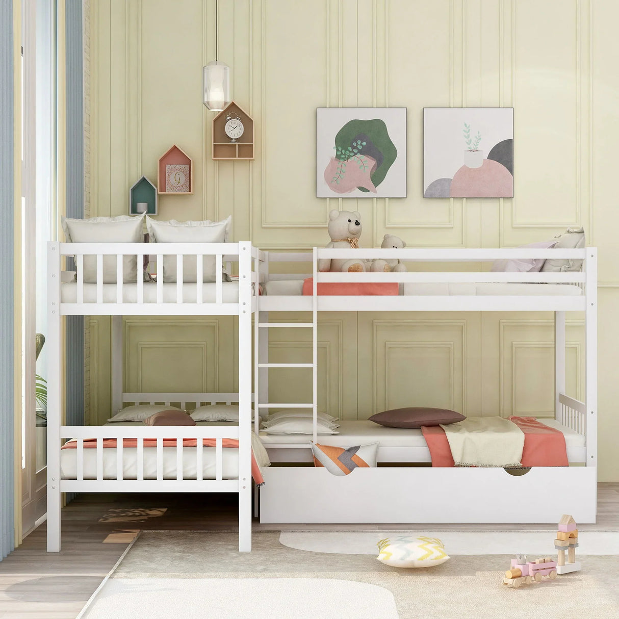 L Shaped Bunk Bed With Drawers - Furniture Home Direct