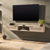 Modern Rattan Door Floating TV Stand For TVs Up To 65" - Furniture Home Direct