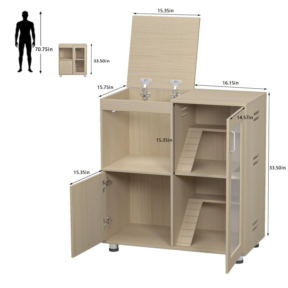 4 Tier Hamster Cage With Acrylic Windows And Storage Cabinet - Furniture Home Direct