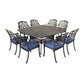 Square 8 Person 64" Long Aluminum Dining Set With Cushions - Furniture Home Direct