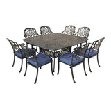 Square 8 Person 64" Long Aluminum Dining Set With Cushions - Furniture Home Direct