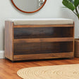 Pull Out Shoe Bench - Chestnut / Mud Linen - Furniture Home Direct