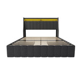 Bed With LED Lights, 4 Drawers, Winged Headboard Upholstered - Furniture Home Direct