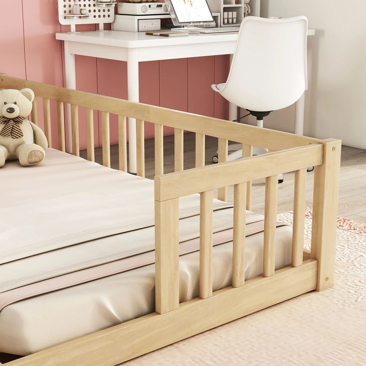 Double Floor Bed With Fence, Guardrails, Without Door - Furniture Home Direct