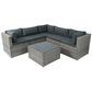 6 Pieces PE Rattan Sectional Outdoor Furniture Cushioned Sofa Set Wicker - Furniture Home Direct