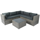 6 Pieces PE Rattan Sectional Outdoor Furniture Cushioned Sofa Set Wicker - Furniture Home Direct