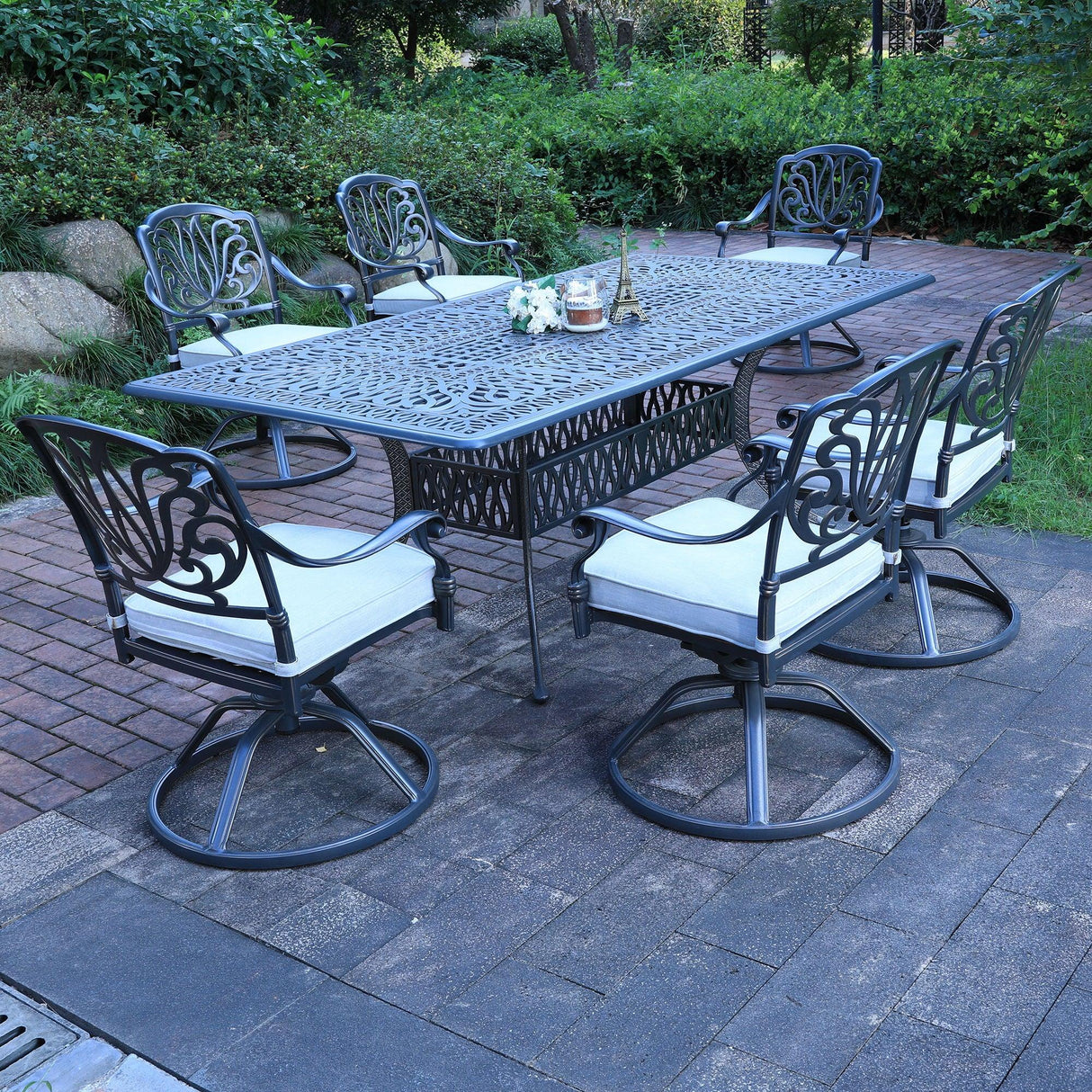 Rectangular Long Dining Set With Sunbrella Cushions - Furniture Home Direct