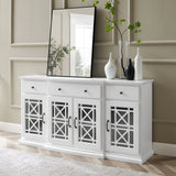 Classic Fretwork Detailed Glass Door Sideboard - Furniture Home Direct