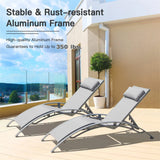 Outdoor Chaise Lounge Set Aluminum Frame Weatherproof Gray - Furniture Home Direct