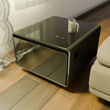 Modern Smart Side Table With Built-In Fridge, Wireless Charging, Temperature Control, Power Socket, USB Ports, Outlet Protection, Induction Light - Furniture Home Direct