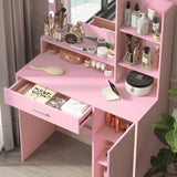 Vanity Desk With Illuminated Mirror And Storage Pink - Furniture Home Direct