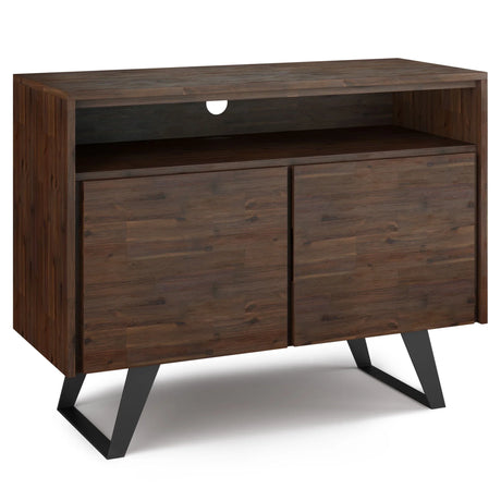Lowry - Handcrafted TV Media Stand - Distressed Charcoal Brown - Furniture Home Direct