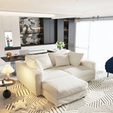 Deep Seat Convertible Sofa With Soft Pillows And Ottomans - Furniture Home Direct