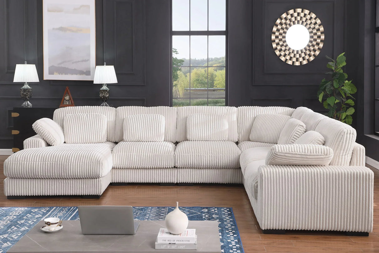 Nadine - Corduroy Modular Corner Sectional Sofa With Left Facing Chaise - Furniture Home Direct
