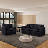 Modern Upholstered Chenille Loveseat And Armchair Set With Pillows - Furniture Home Direct