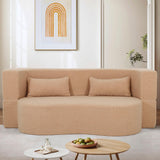2 In 1 Convertible Full Size Folding Loveseat Couch With Soft Teddy Fabric - Furniture Home Direct