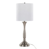 Sawyer - Contemporary Table Lamp (Set of 2) Built In USB Port - Nickel / White - Furniture Home Direct