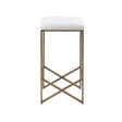 Backless Upholstered Counter Stool With Padded Seat - Ivory / Bronze - Furniture Home Direct