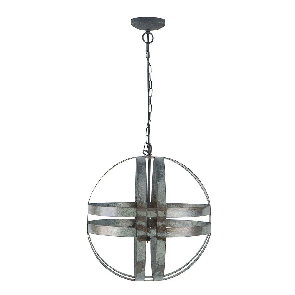 4 Light Galvanized Chandelier, Hanging Light Fixture With Adjustable Chain For Kitchen, Bulb Not Included - Gray - Furniture Home Direct